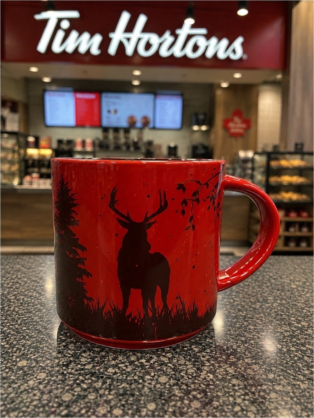 Tim Hortons 2017 Limited Edition Deer Ceramic Coffee Mug #017 Red